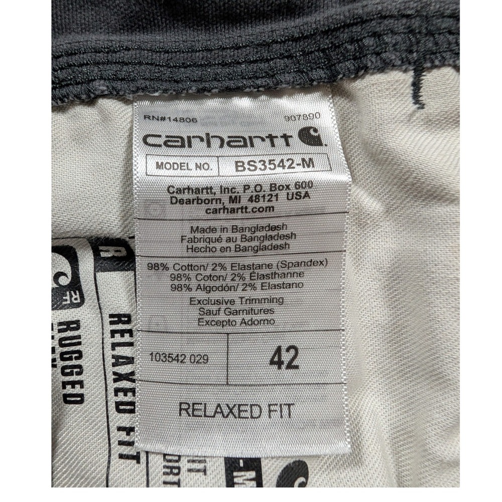 Carhartt Cargo Shorts Mens 42 Gray Rugged Flex Canvas Relaxed Fit BS3542-M - Picture 11 of 11